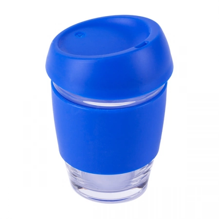Szklany kubek ekologiczny 350 ml, niebieski 