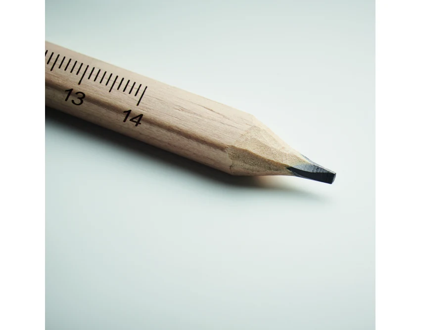 Drewniany ołówek stolarski z linijką 14 cm i logo Drewno