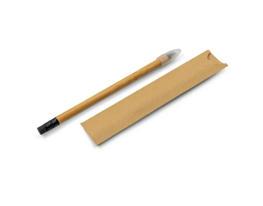 Bambusowy wieczny ołówek B'RIGHT z logo i gumką