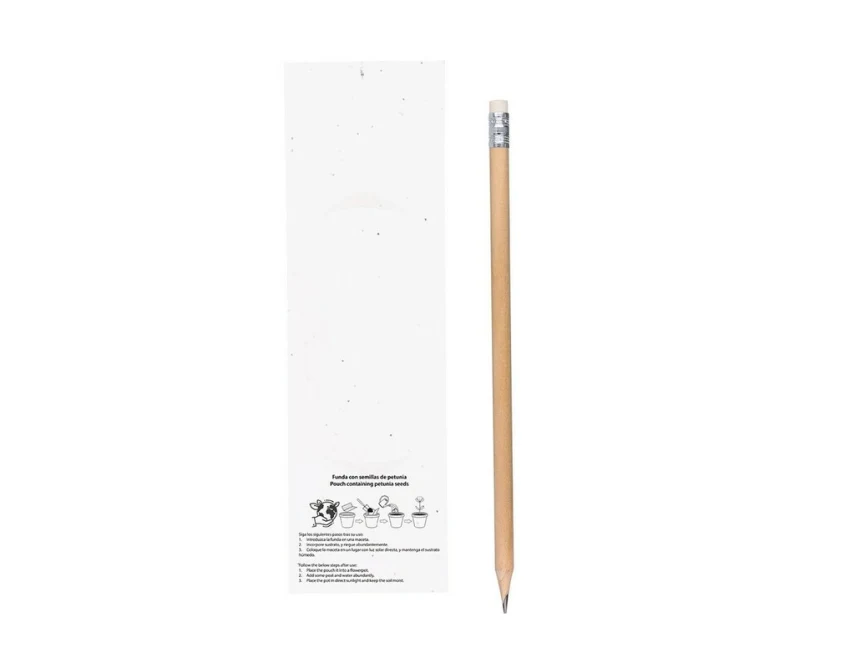 Biały ołówek drewniany z gumką i Twoim logo