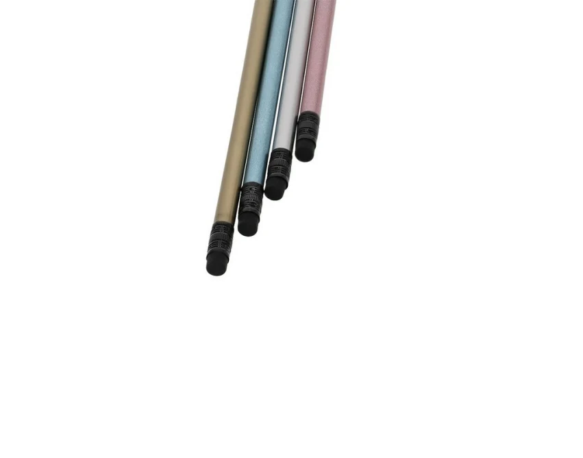 Różowy ołówek drewniany z gumką i logo – gadżet firmowy