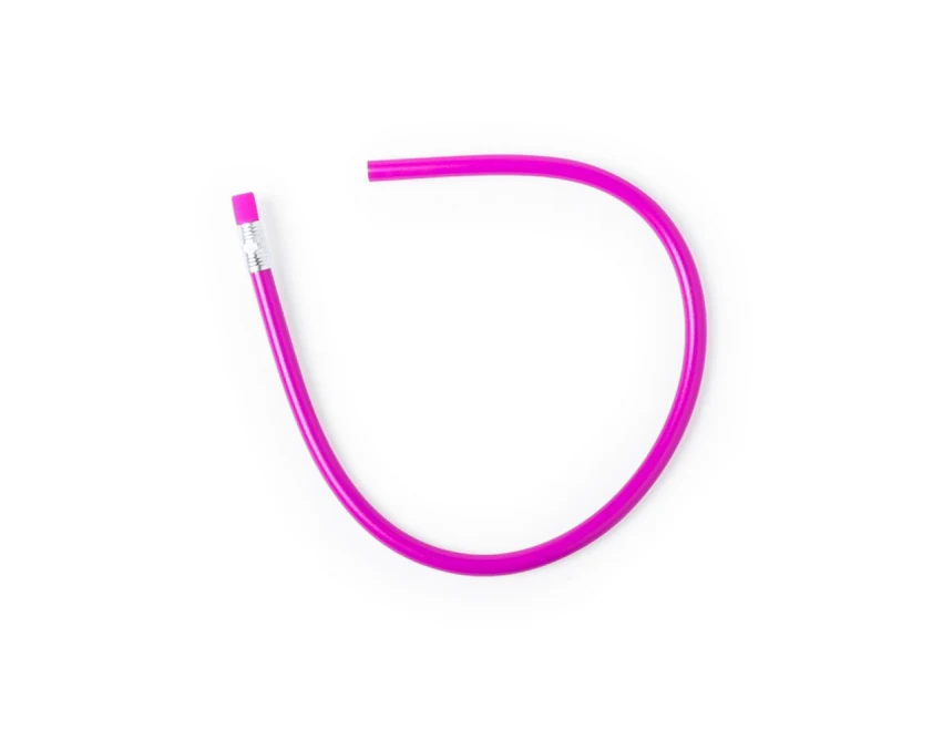 Fuksjowy elastyczny ołówek PVC z logo firmy