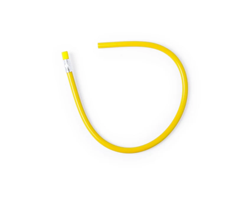 Żółty elastyczny ołówek PVC z logo – gadżet reklamowy