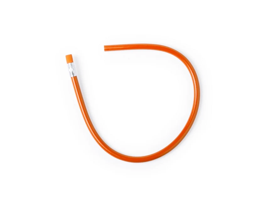 Pomarańczowy elastyczny ołówek PVC z gumką i nadrukiem logo