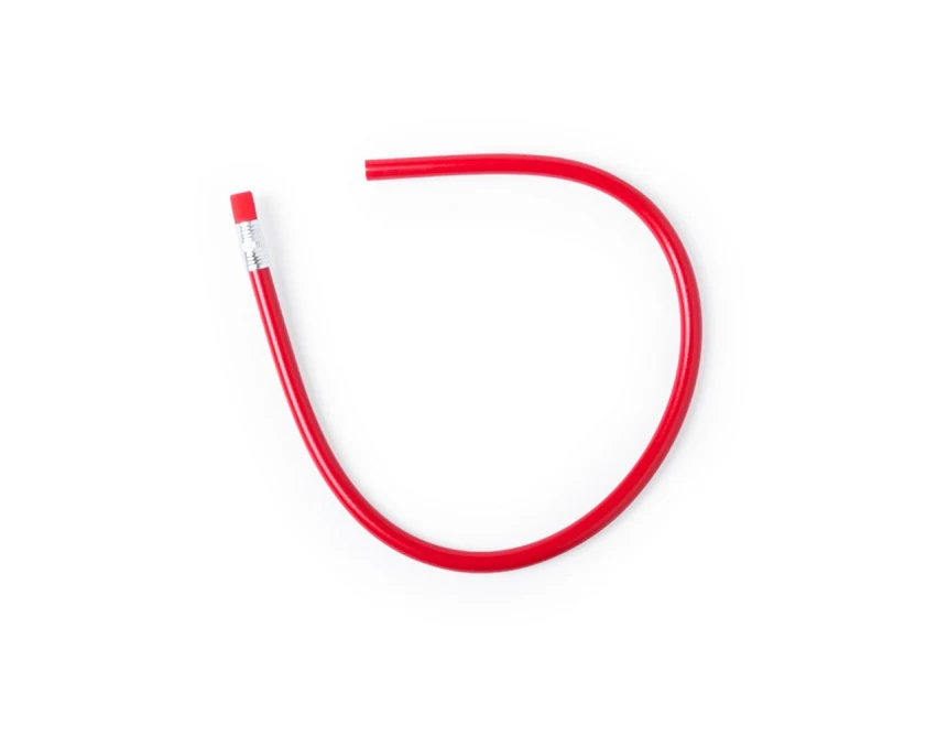 Czerwony elastyczny ołówek PVC z logo – gadżet firmowy