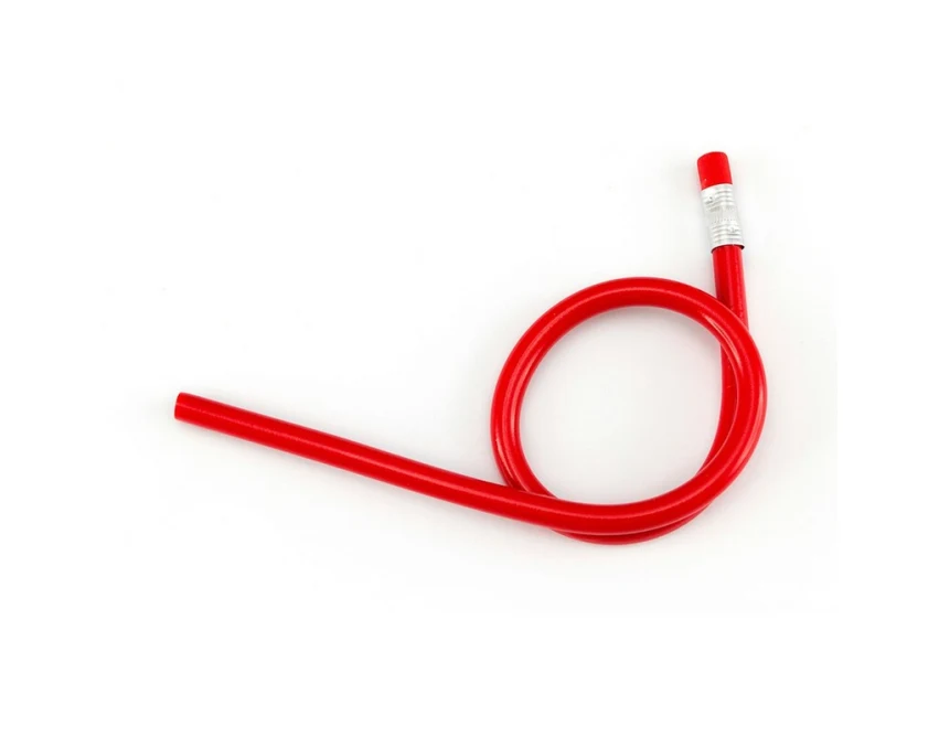 Czerwony elastyczny ołówek PVC z logo – gadżet firmowy