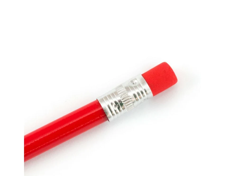 Czerwony elastyczny ołówek PVC z logo – gadżet firmowy