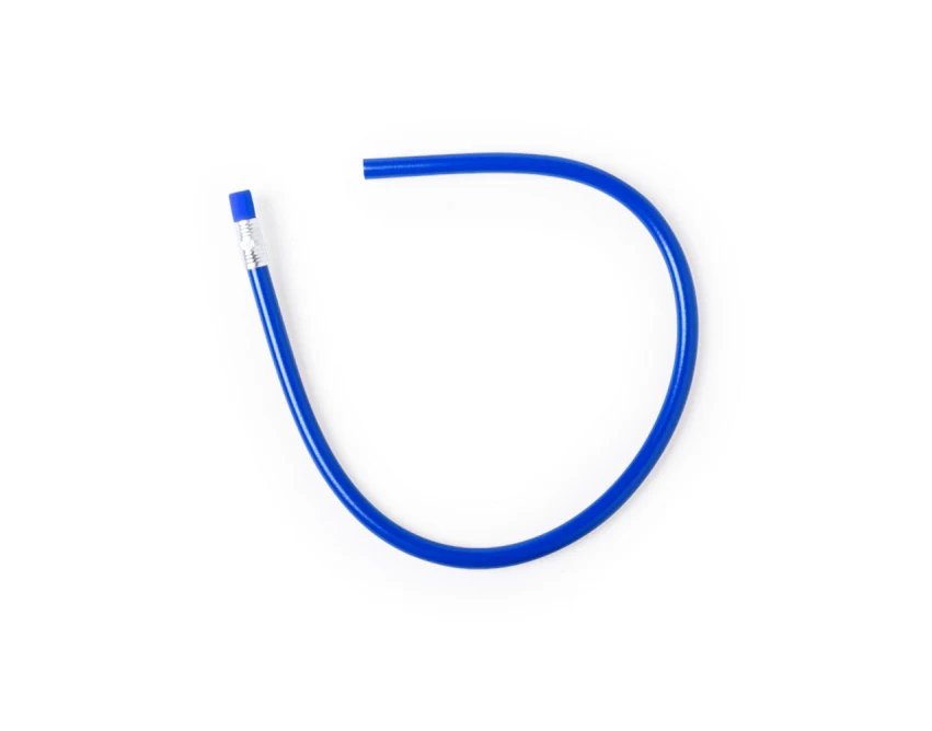 Granatowy elastyczny ołówek PVC z logo – antystresowy