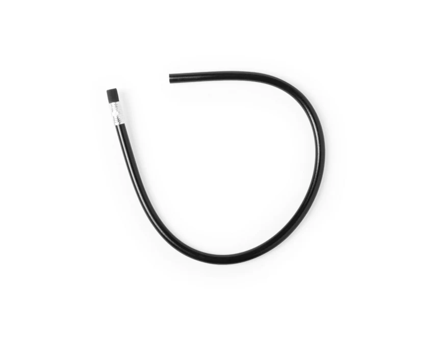 Czarny elastyczny ołówek PVC z gumką i nadrukiem logo