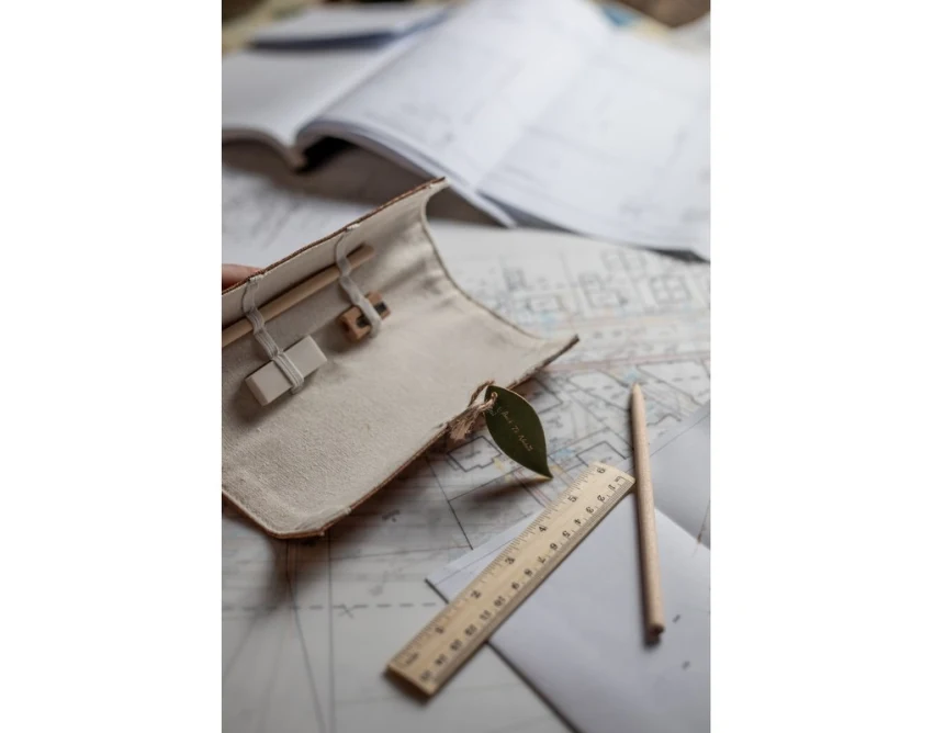 Eko zestaw szkolny Clark: korkowe etui, drewno, nadruk