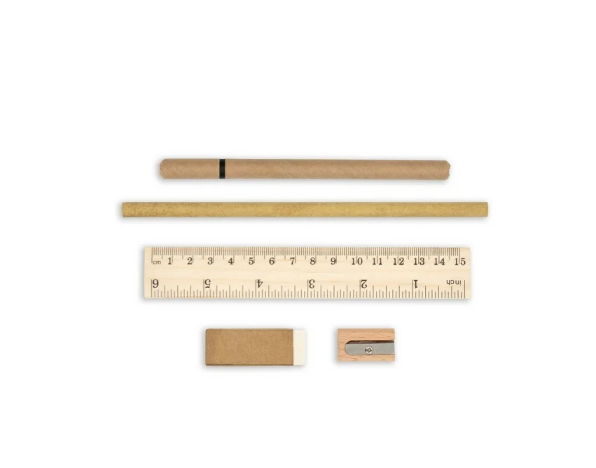 Eko zestaw szkolny Clark: korkowe etui, drewno, nadruk