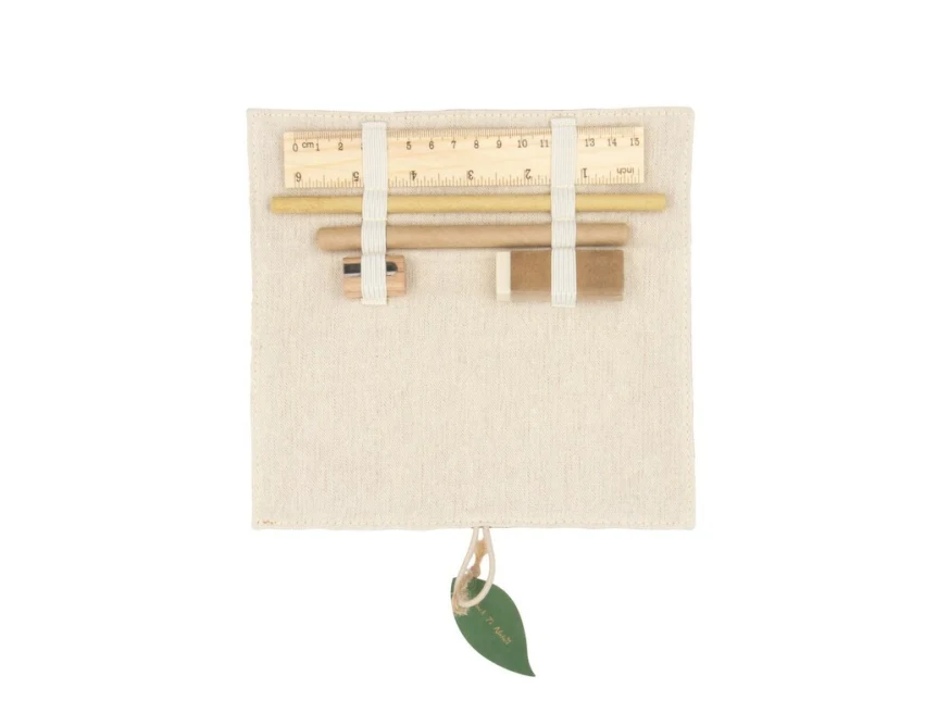 Eko zestaw szkolny Clark: korkowe etui, drewno, nadruk