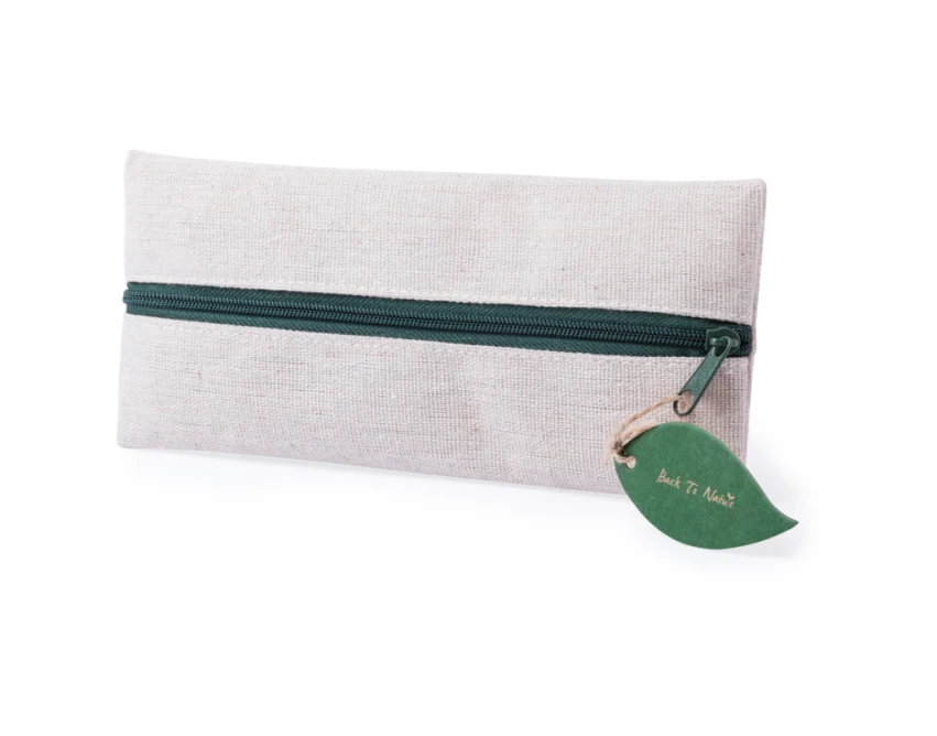 Eco zestaw szkolny z logo: juta, bawełna, neutralny piórnik