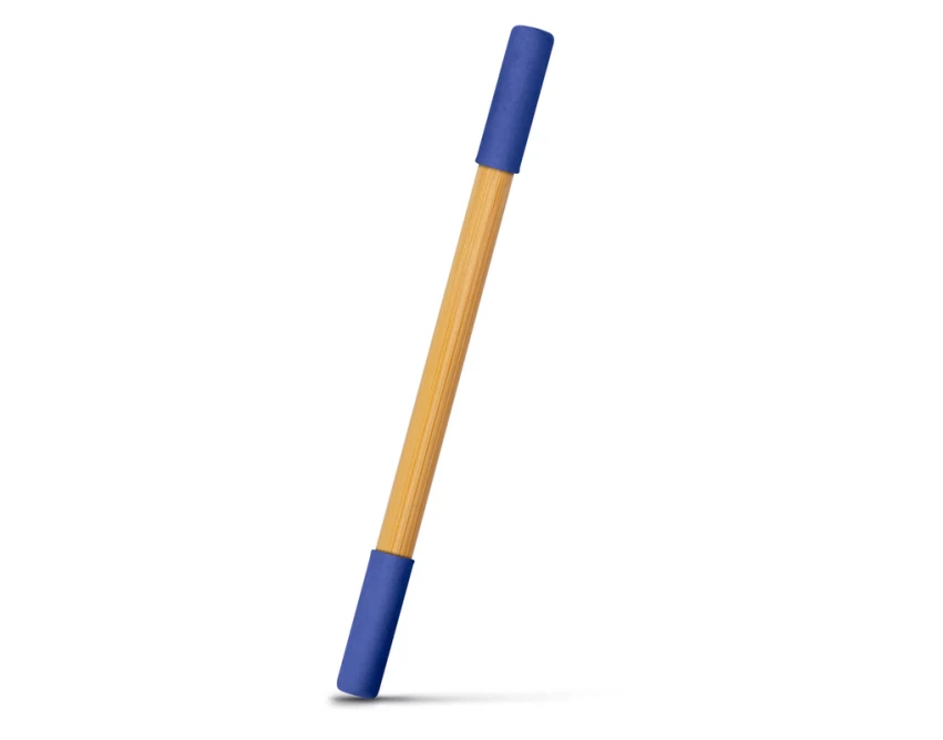 Niebieski bambusowy długopis 2w1 Mikayla z logo