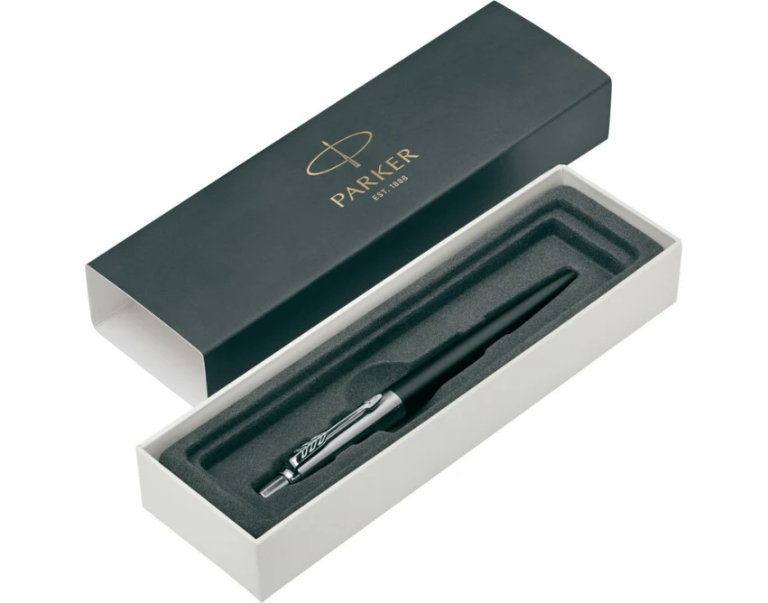 Parker Jotter czarny metalowy z grawerem logo w pudełku