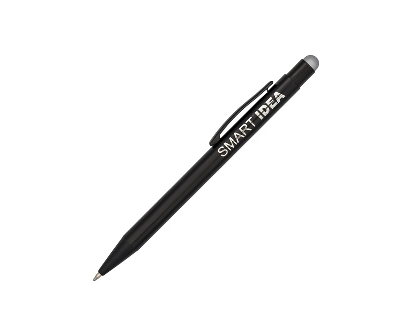 Srebrny długopis aluminiowy Shinery z grawerem logo