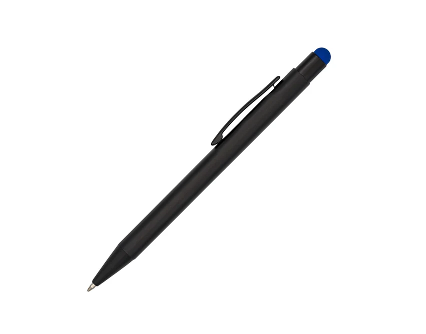 Długopis Shinery czarny z niebieskim stylusem i grawerem