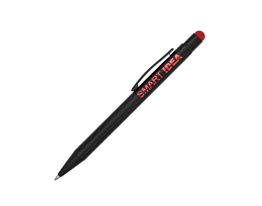 Długopis Shinery czerwony z logo i czerwonym stylusem