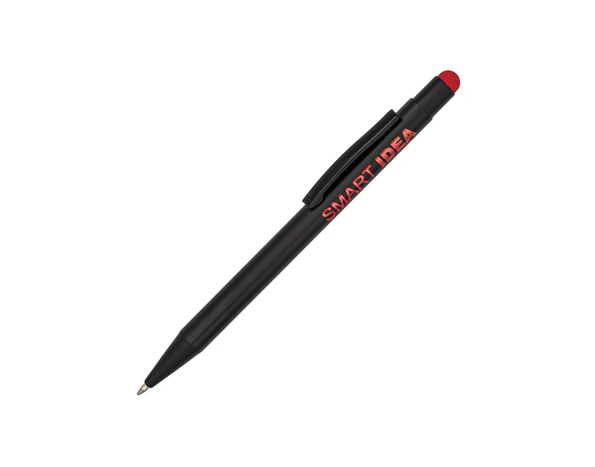 Długopis Shinery czerwony z logo i czerwonym stylusem