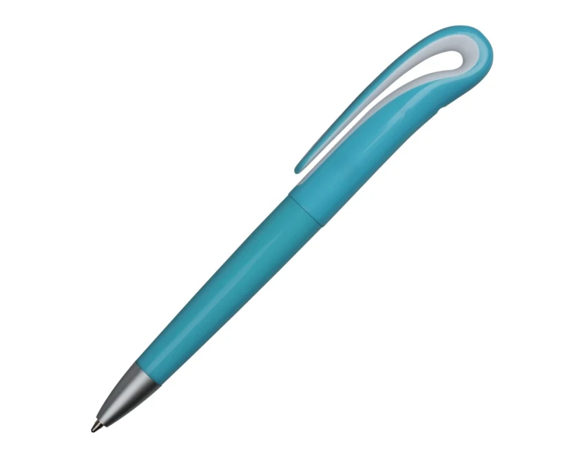 Jasnoniebieski długopis Cisne z nadrukiem logo, klip łezka