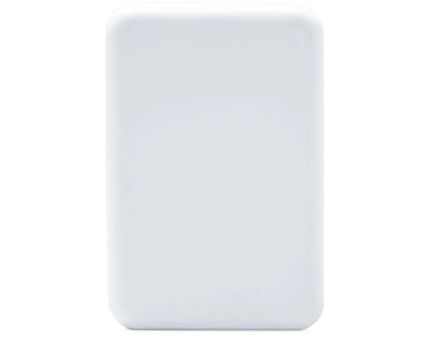 Biały power bank 5000 mAh z logo, ładowanie Qi, USB-C, ABS eco