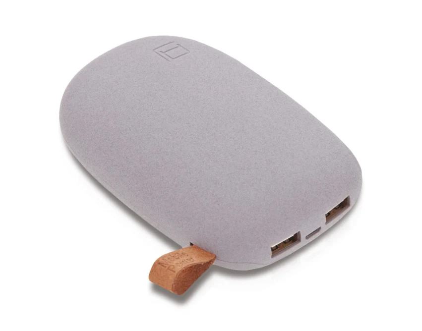 Power bank Kamień 10400 mAh szary z logo firmy