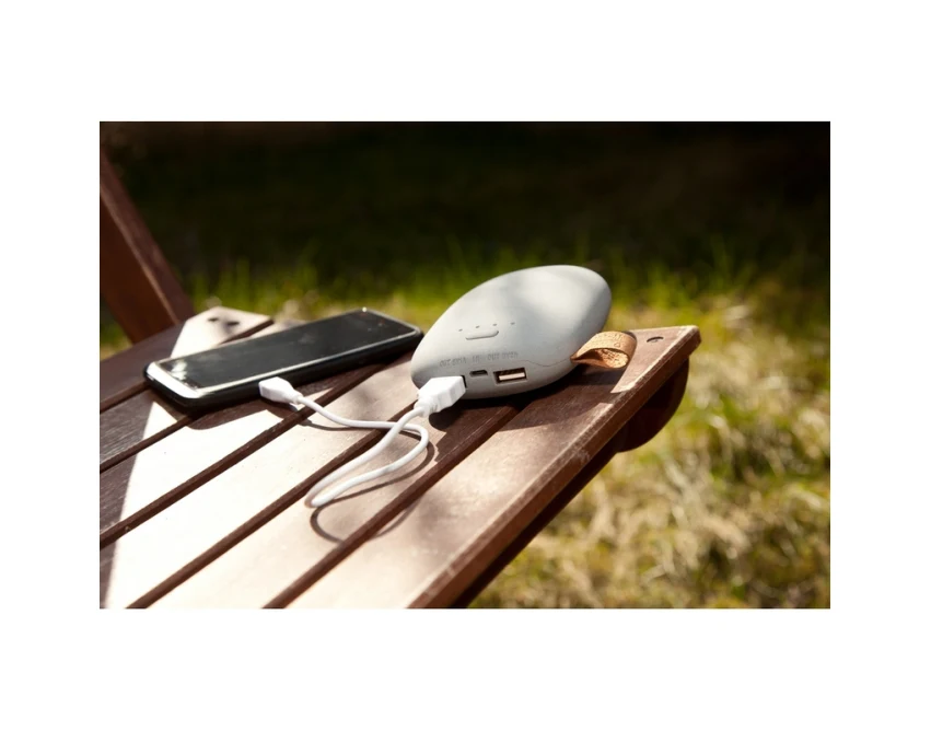 Power bank Kamień 10400 mAh szary z logo firmy