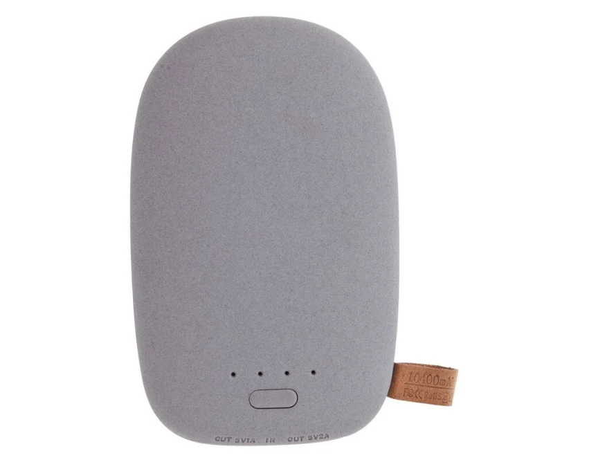 Power bank Kamień 10400 mAh szary z logo firmy