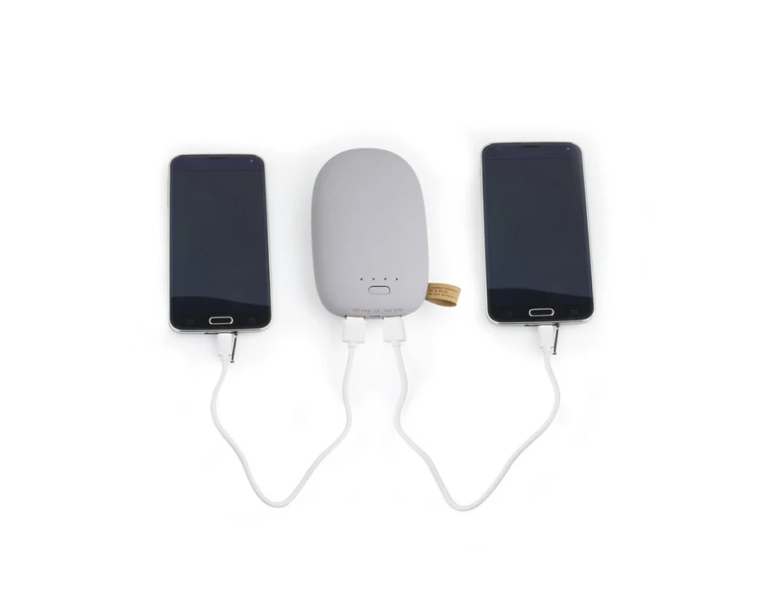 Power bank Kamień 10400 mAh szary z logo firmy