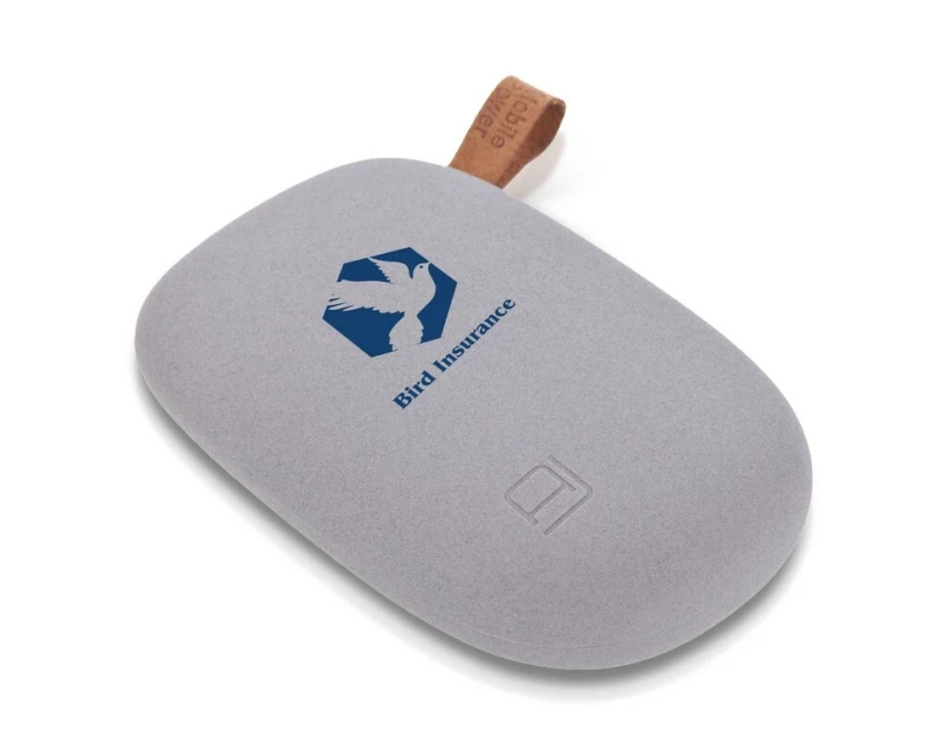 Power bank Kamień 10400 mAh szary z logo firmy