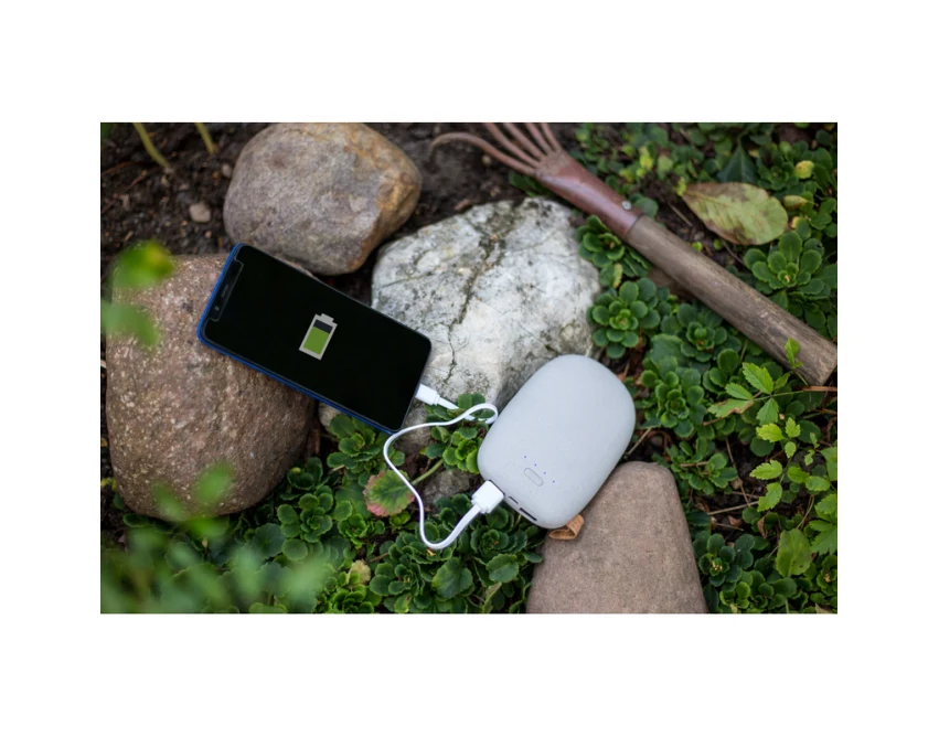 Power bank Kamień 10400 mAh szary z logo firmy