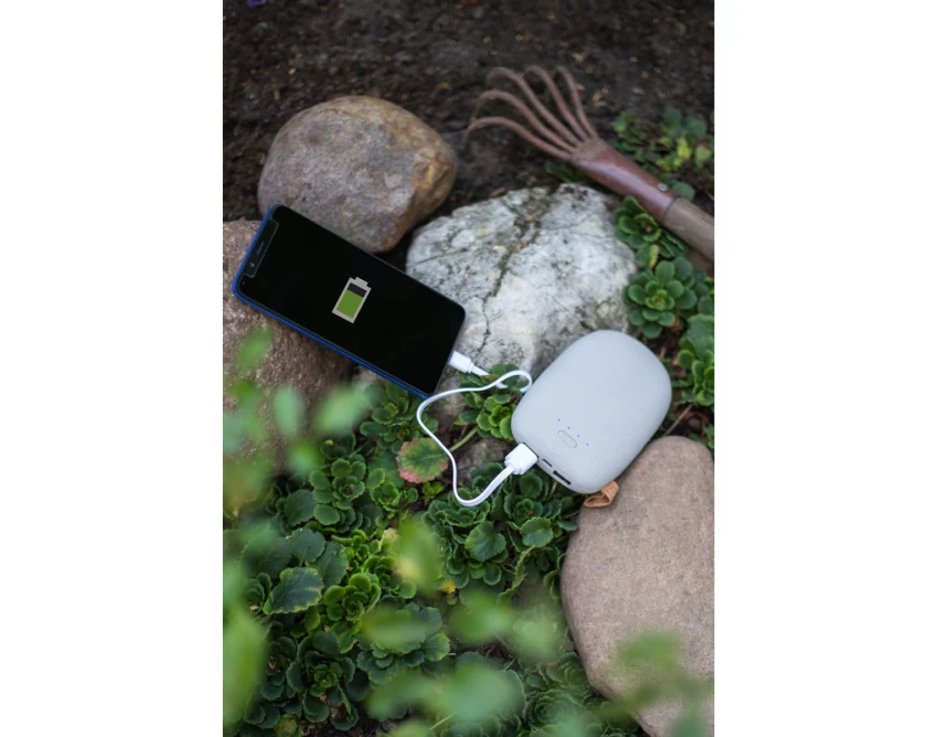 Power bank Kamień 10400 mAh szary z logo firmy