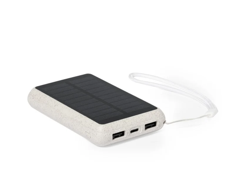 Powerbank solarny 5000mAh ze słomy pszenicznej z logo