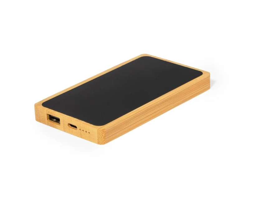 Bambusowy powerbank 5000 mAh z podświetlanym grawerem LED