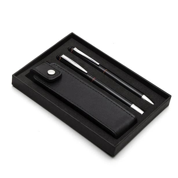 Czerwony zestaw Curitiba: pióro kulkowe i długopis z etui