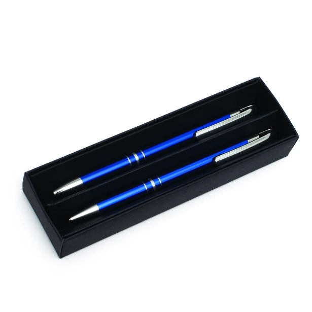 Niebieski zestaw piśmienniczy Campinas z grawerem logo