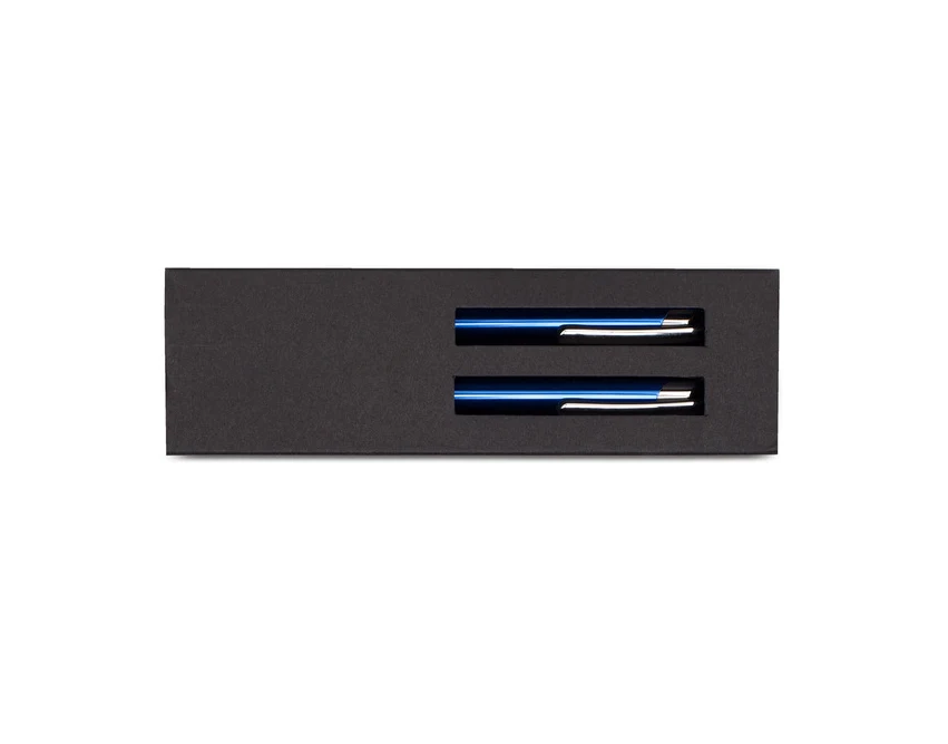 Niebieski zestaw piśmienniczy Campinas z grawerem logo