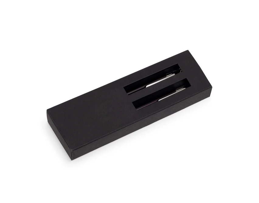 Czarny zestaw piśmienniczy Campinas z logo w etui