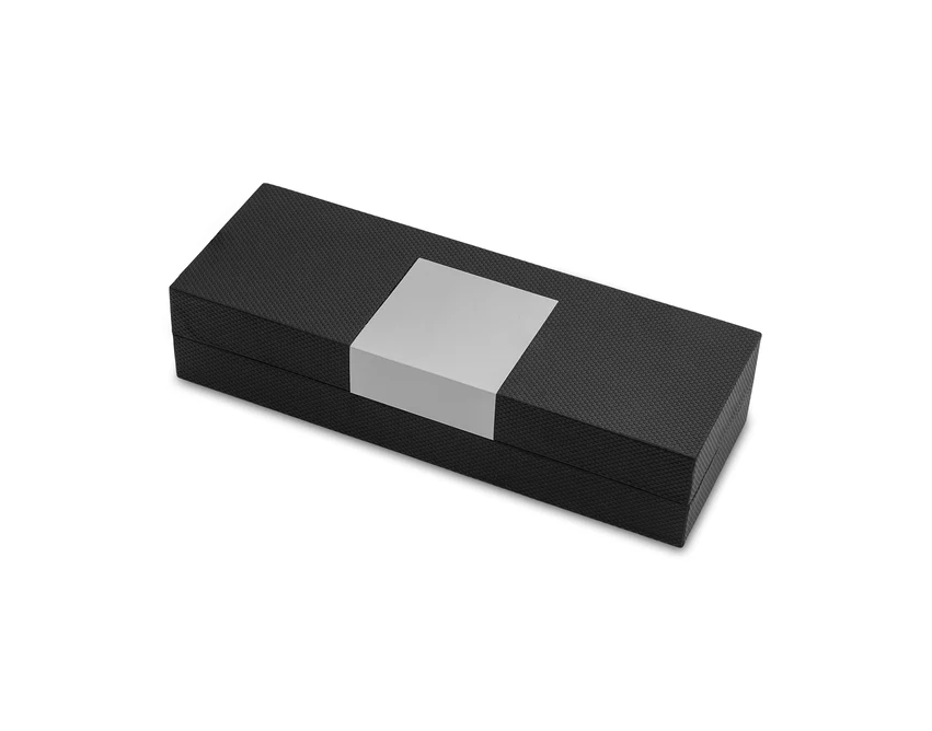 Czarny zestaw piśmienniczy Sandglass z logo w etui