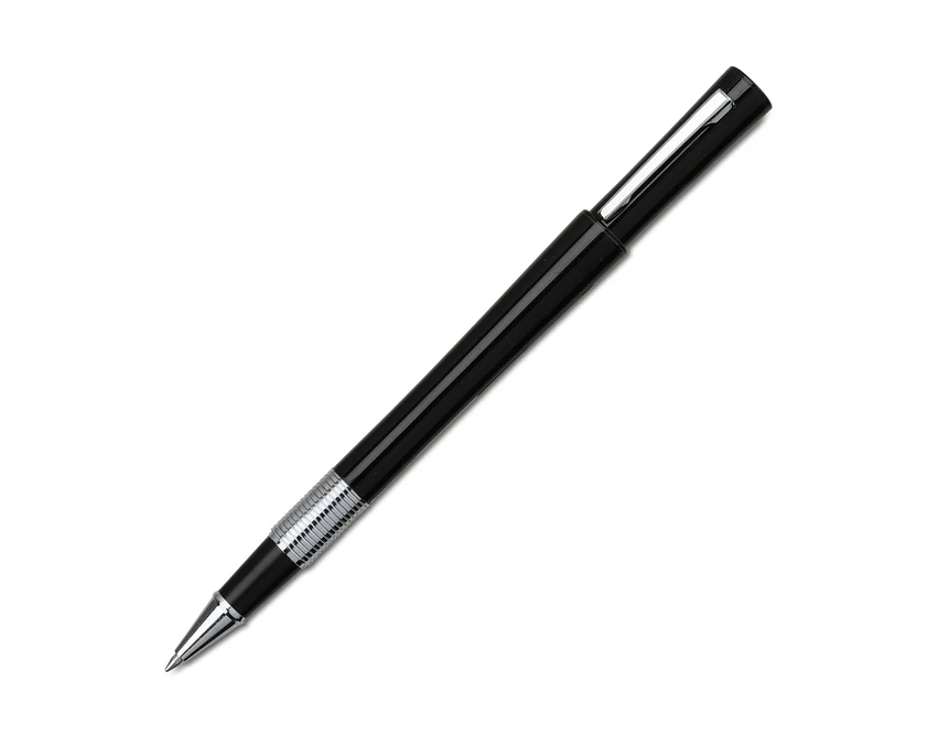 Czarny zestaw piśmienniczy Sandglass z logo w etui