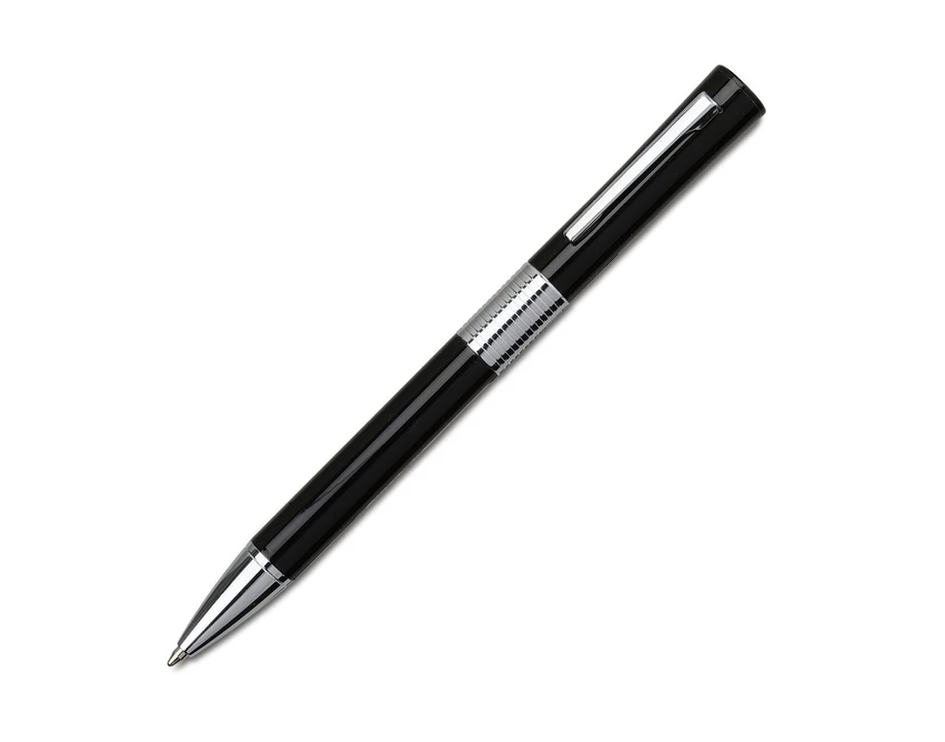 Czarny zestaw piśmienniczy Sandglass z logo w etui