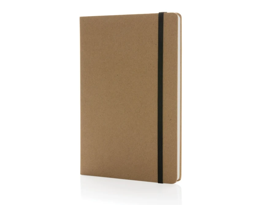 Brązowy notatnik A5 z papieru kamiennego Kraft FSC z logo