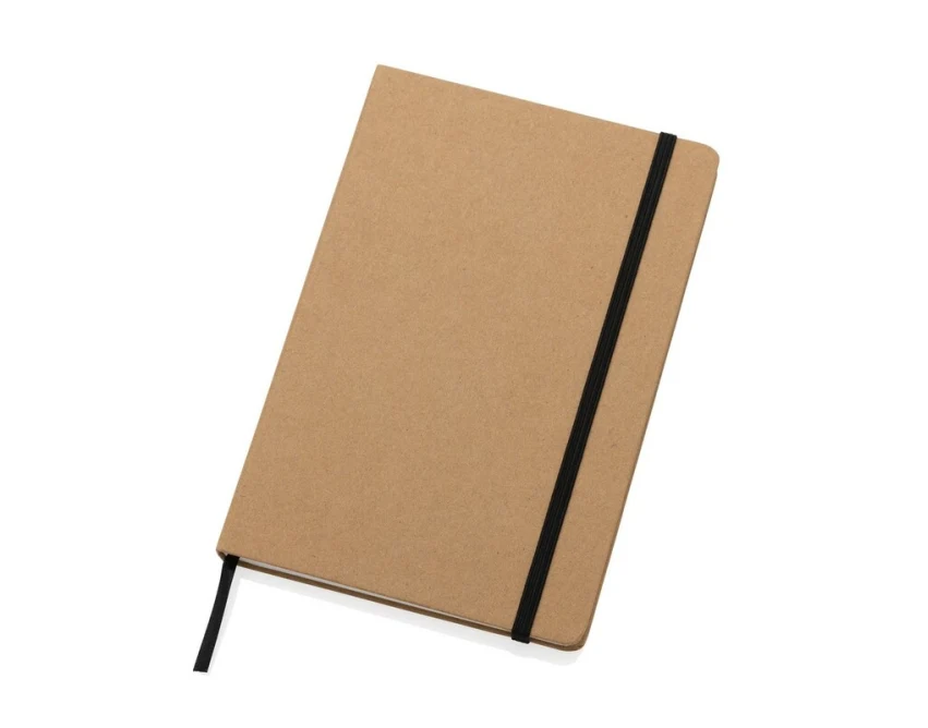Brązowy notatnik A5 z papieru kamiennego Kraft FSC z logo