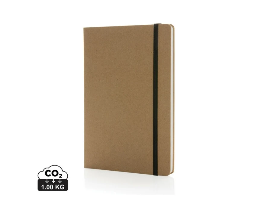 Brązowy notatnik A5 z papieru kamiennego Kraft FSC z logo