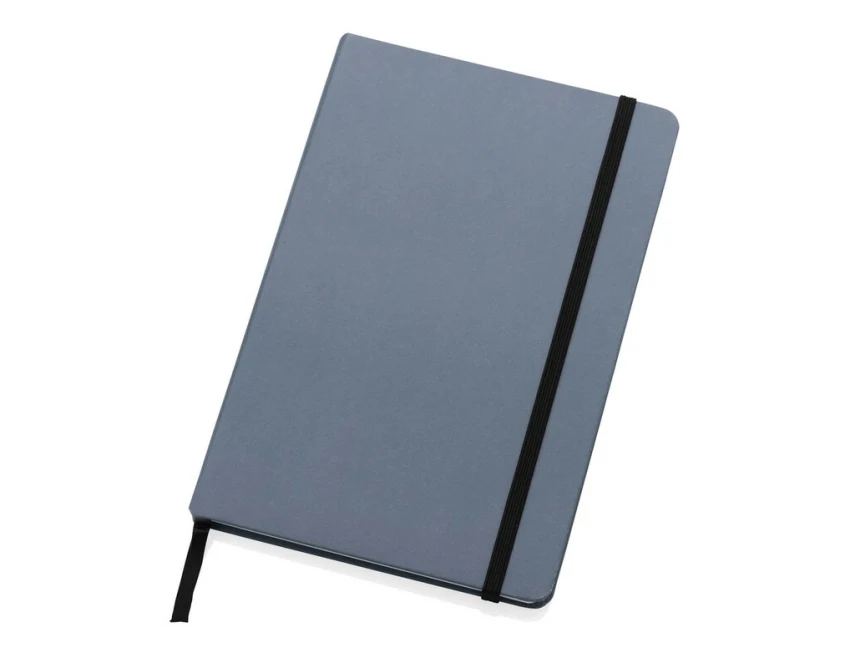 Ciemnoniebieski notatnik A5 z papieru kamiennego, czarna gumka