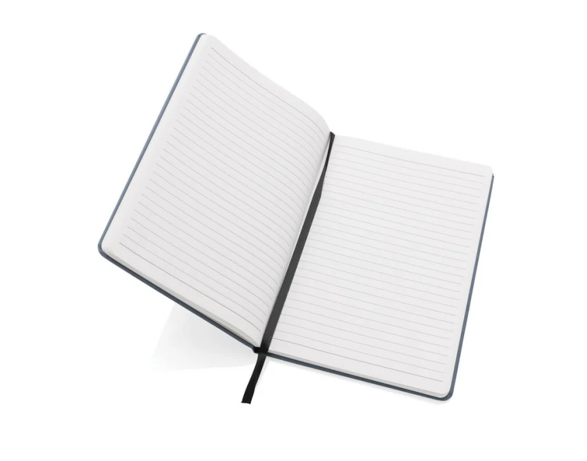 Ciemnoniebieski notatnik A5 z papieru kamiennego, czarna gumka