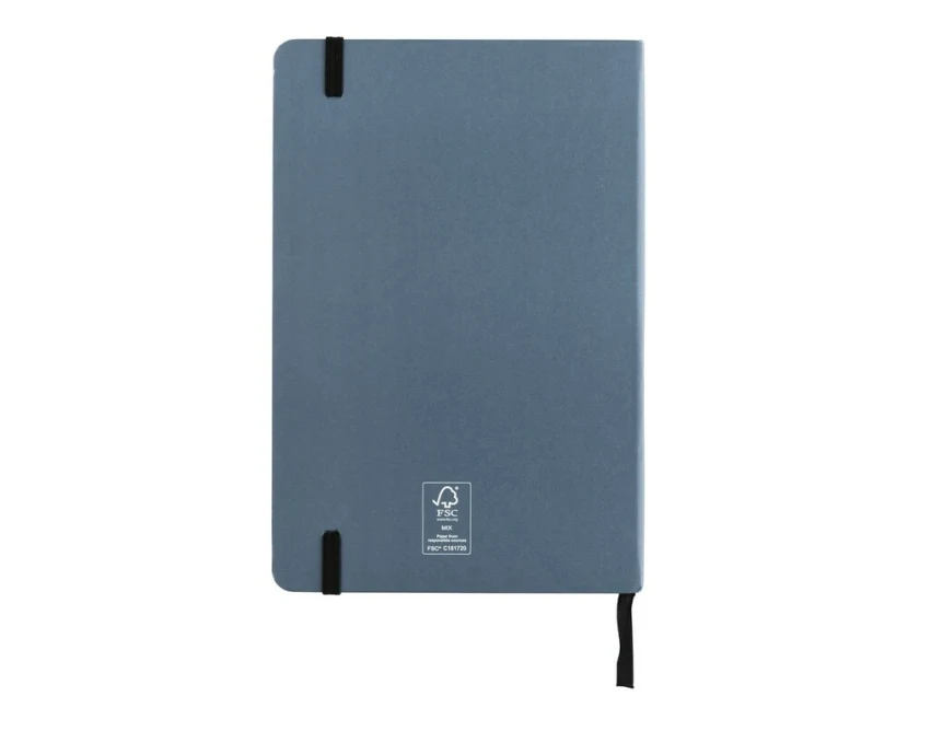 Ciemnoniebieski notatnik A5 z papieru kamiennego, czarna gumka