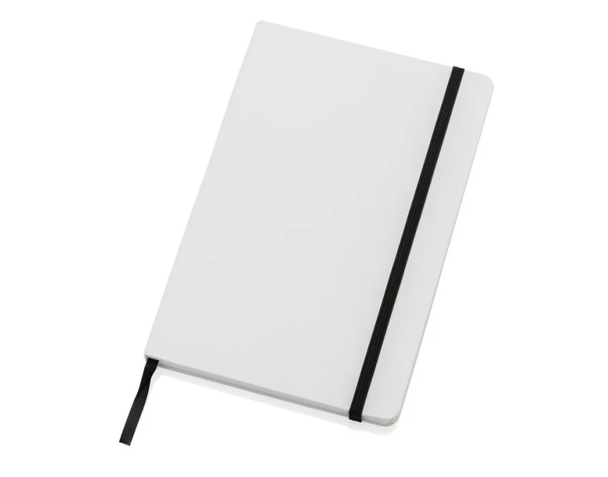 Biały notatnik A5 z papieru kamiennego z logo firmy