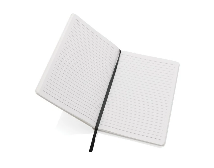 Biały notatnik A5 z papieru kamiennego z logo firmy