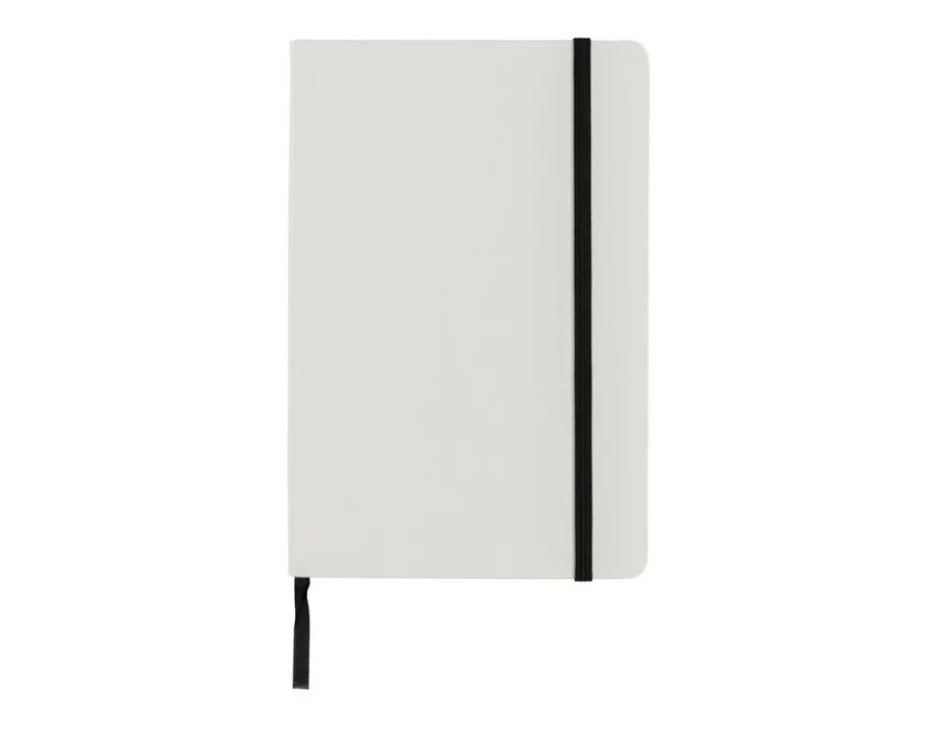 Biały notatnik A5 z papieru kamiennego z logo firmy